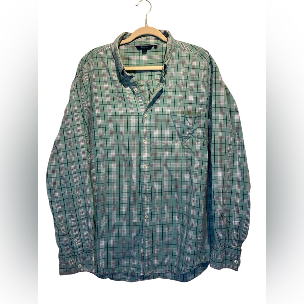 Boden Green and White Plaid Mens button down-‎ Size XXL